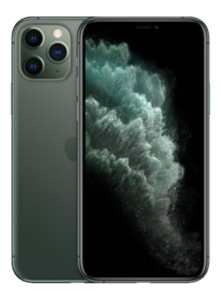 iPhone 11 Pro reparation mørk røg på skærmen med grøn bag cover og tre kamera