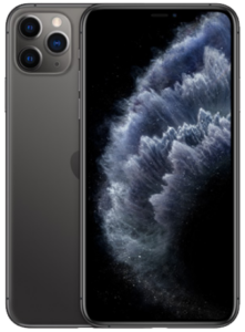 iPhone 11 Pro Max reparation mørk røg skærmen med med stort skærm grå bag cover og tre kamera