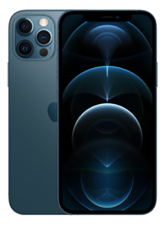 iPhone 12 Pro reparation mørke cirkler på skærmen med mørke blå bag cover og tre kamera
