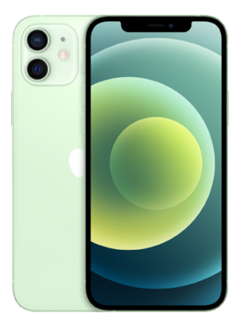 iPhone 12 reparation farverig farver på skærmen med grøn bag cover og med to kamera