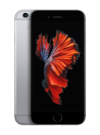 iPhone 6s reparation med sort skærm og orange blomst