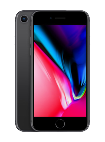 iPhone 8 reparation sort skærm og sort bag cover med farverig skærm