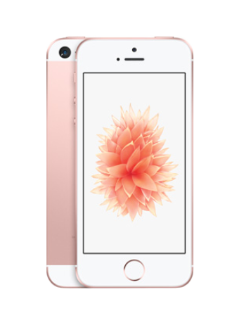 iPhone SE reparation lyserød blomst på skærmen med rose bag cover
